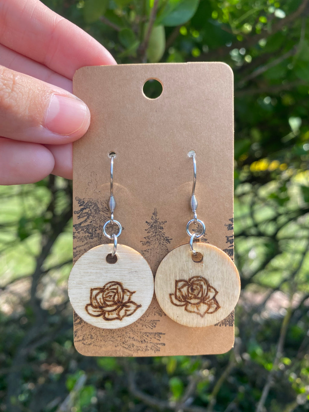 Handcrafted Woodburned Leaf Earrings – Petite Floral Botanical Design