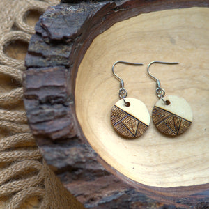 Small Circular Half Patterned Dangle Earrings