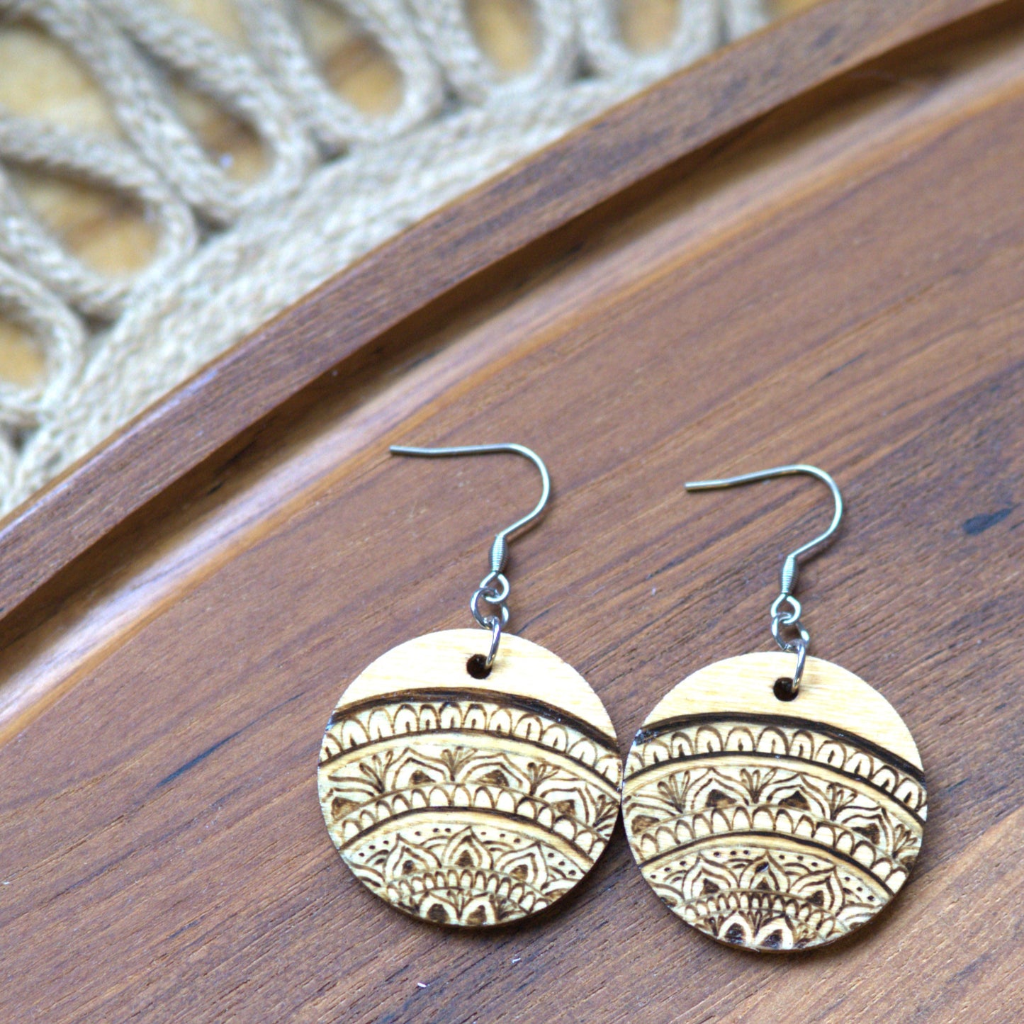 Handmade Woodburned Earrings – Rustic Boho Lightweight Jewelry