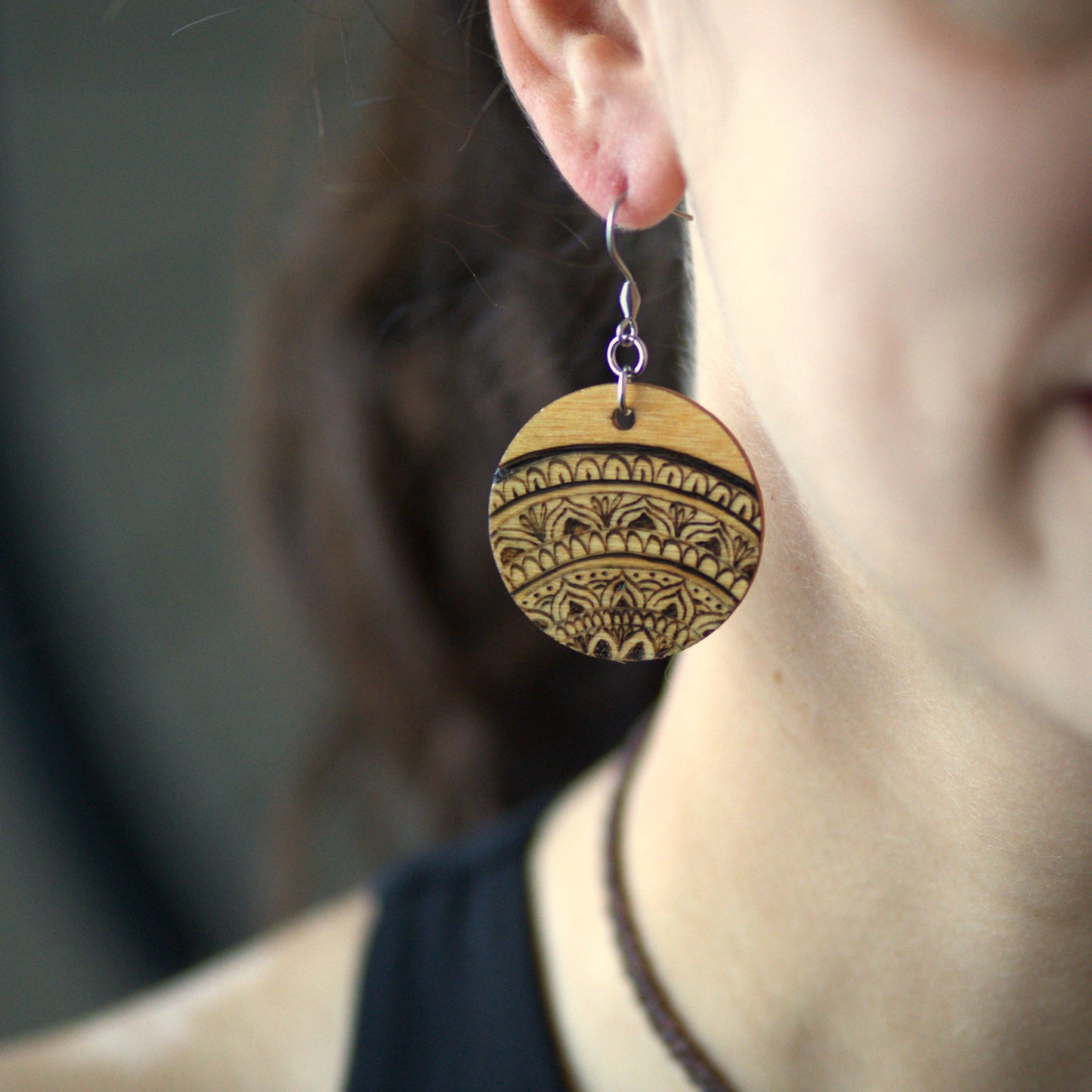 Handmade Woodburned Earrings – Rustic Boho Lightweight Jewelry