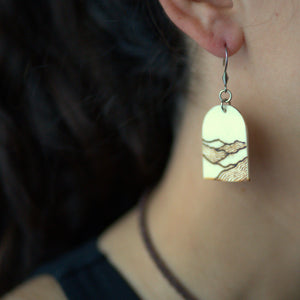 Woodburned Mountain Arc Dangle Earrings