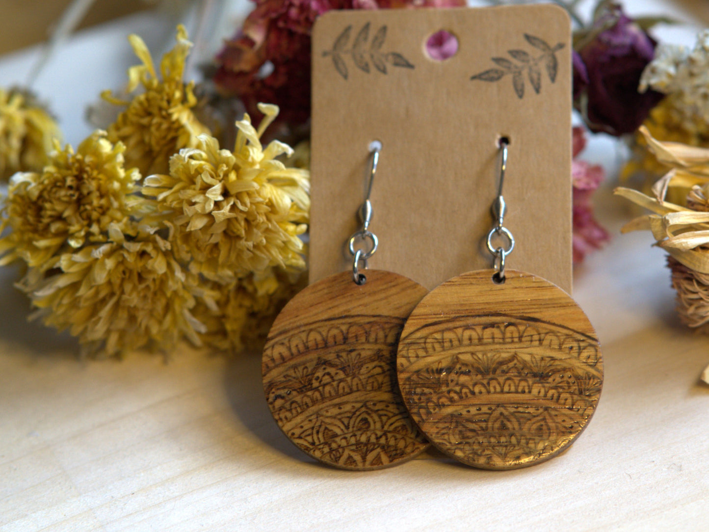 Handmade Woodburned Earrings – Rustic Boho Lightweight Jewelry