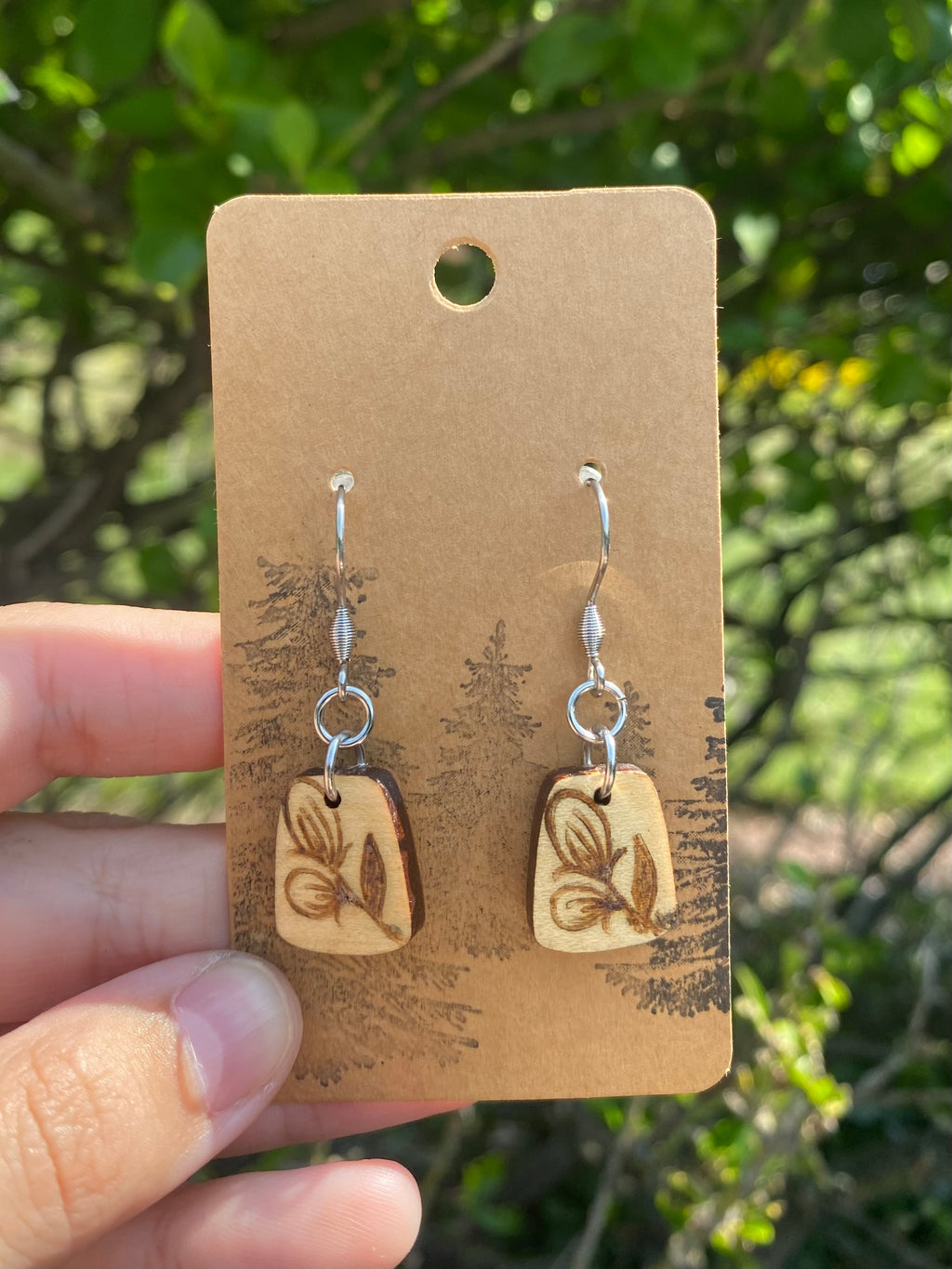 Handcrafted Woodburned Leaf Earrings – Petite Botanical Design