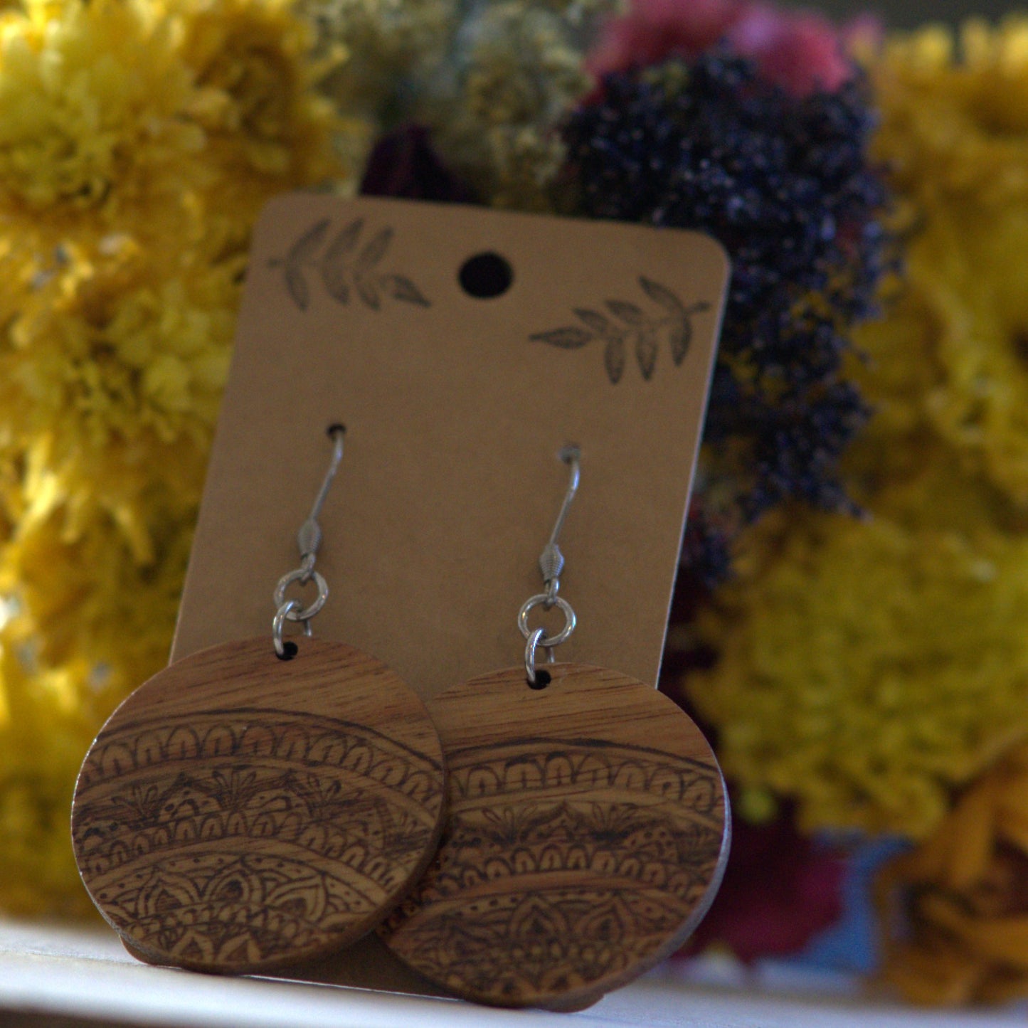 Handmade Woodburned Earrings – Rustic Boho Lightweight Jewelry