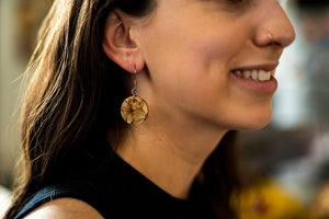March Daffodil Birth Flower Woodburned Earrings
