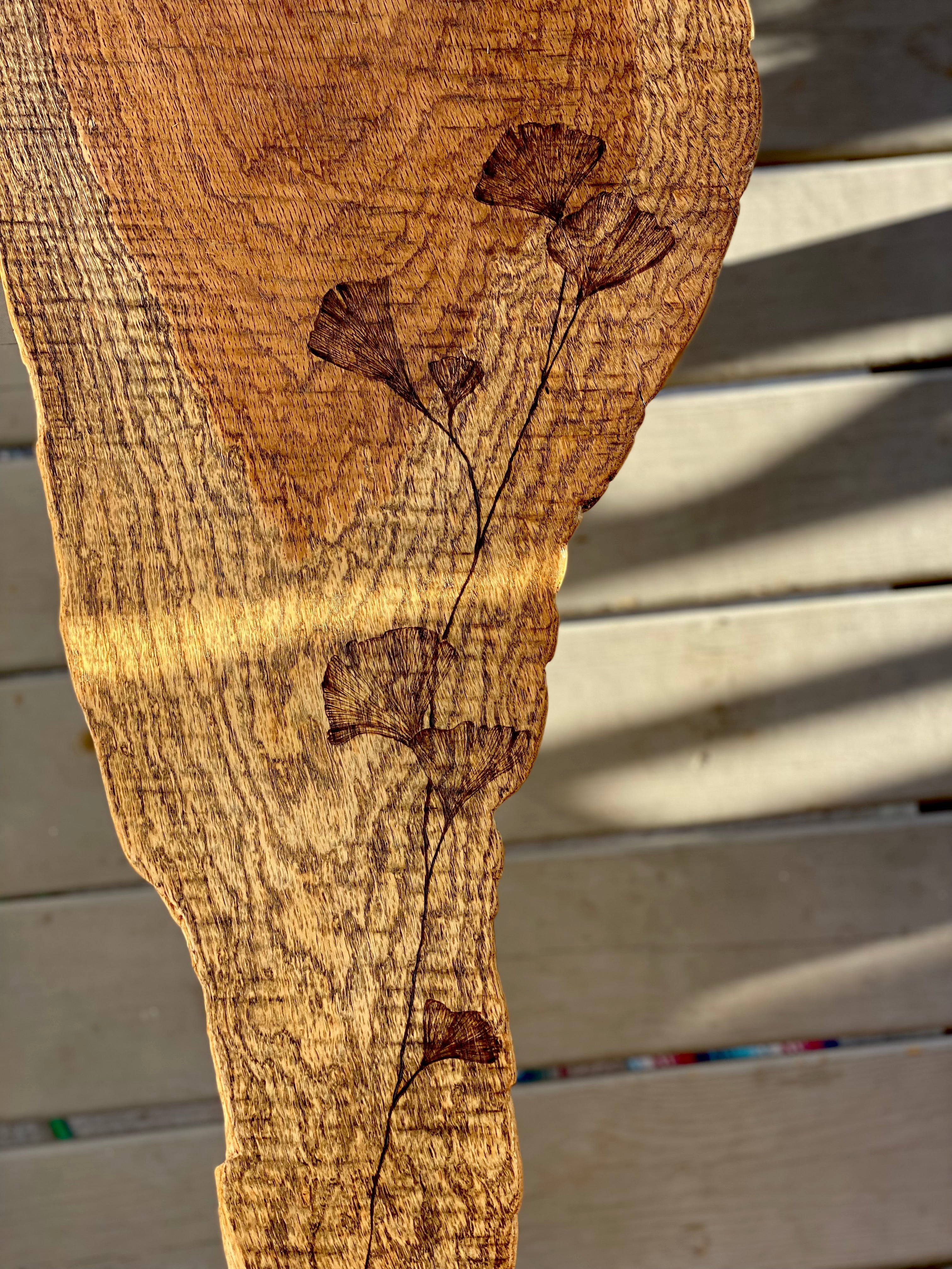 Reclaimed Wood Ginkgo Leave Oak Coffee Table