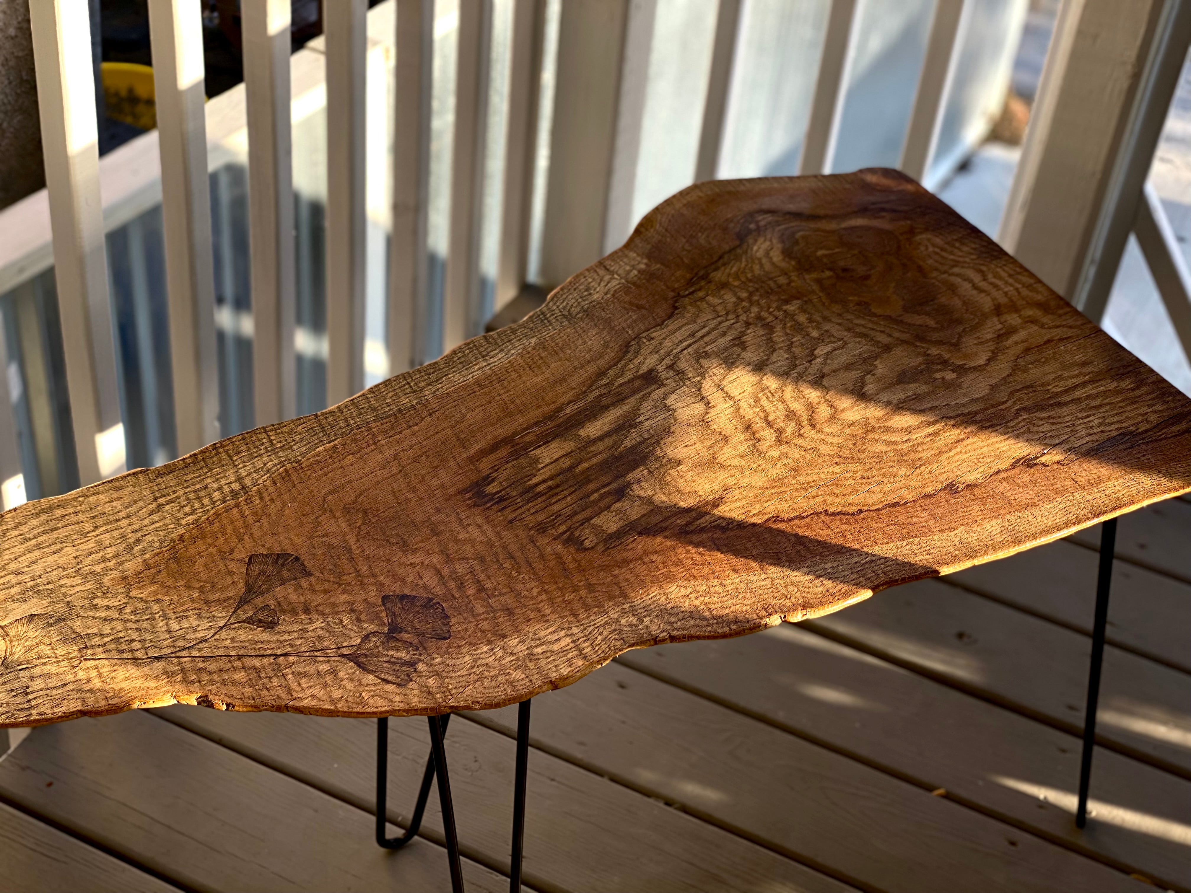 Reclaimed Wood Ginkgo Leave Oak Coffee Table