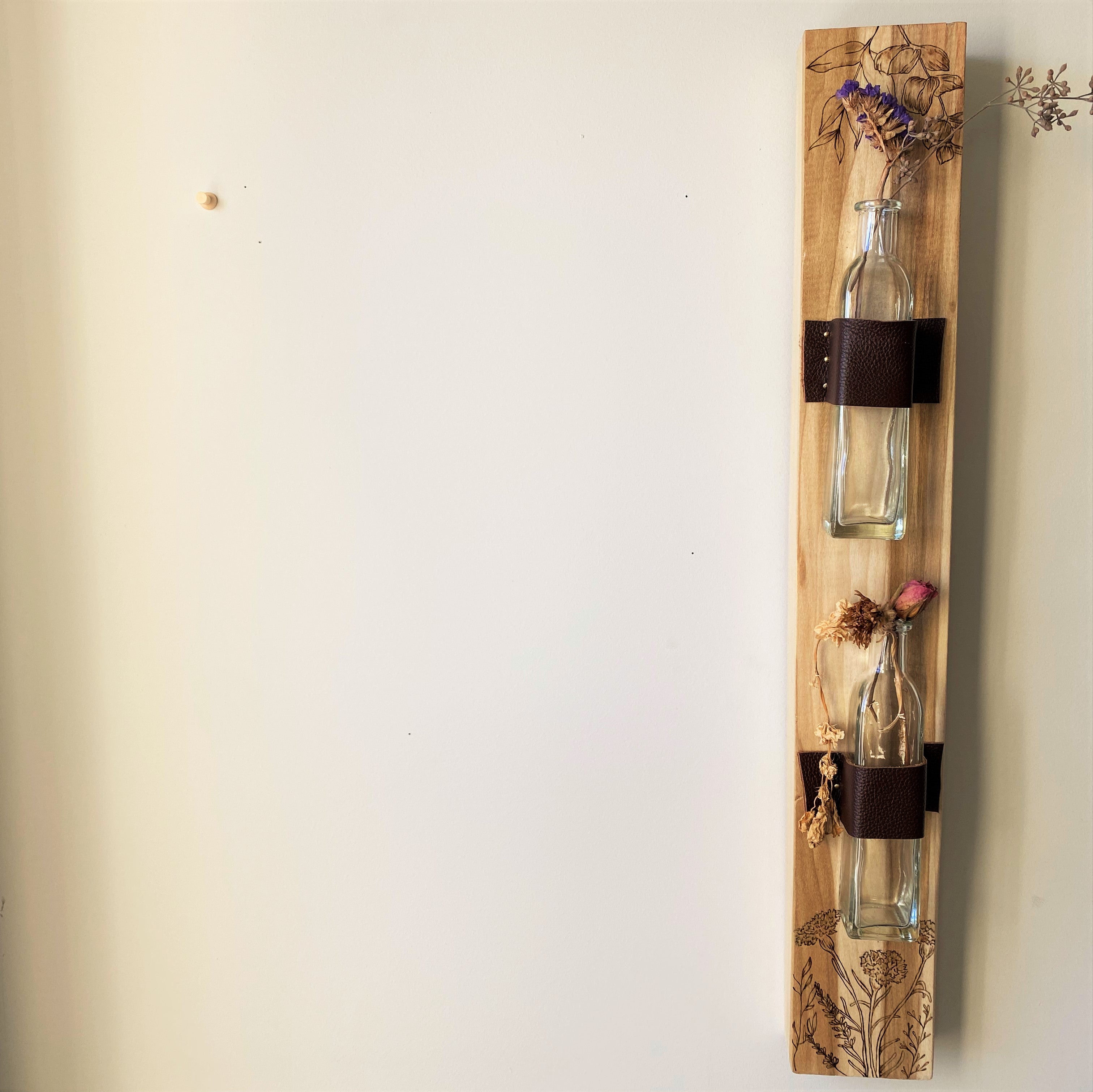 Woodburned Wild Flower Propagation Holder