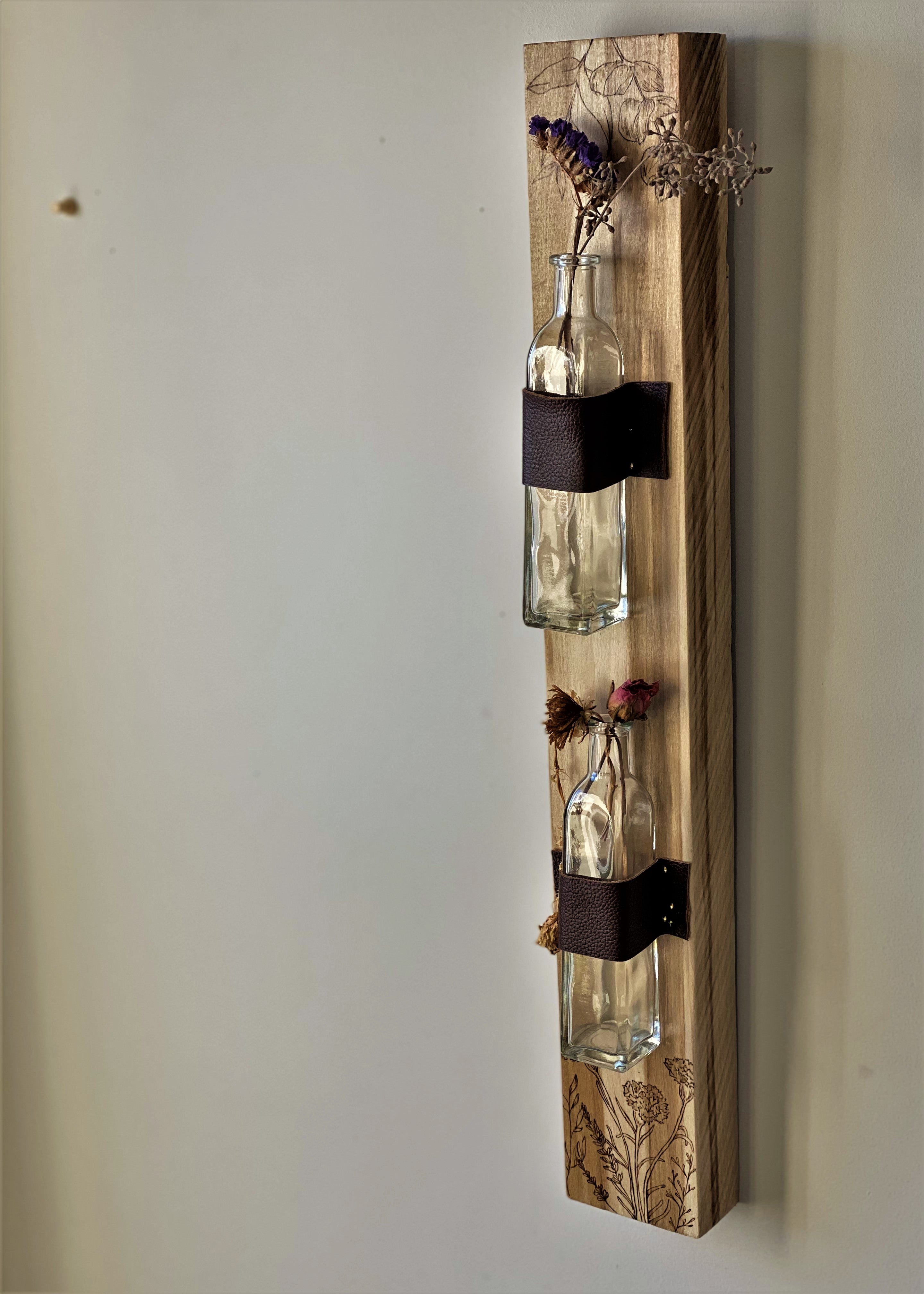 Woodburned Wild Flower Propagation Holder